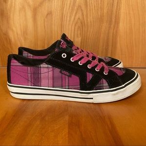 Vans Plaid Suede Sneakers Black Pink Womens  7.5 SEF0914